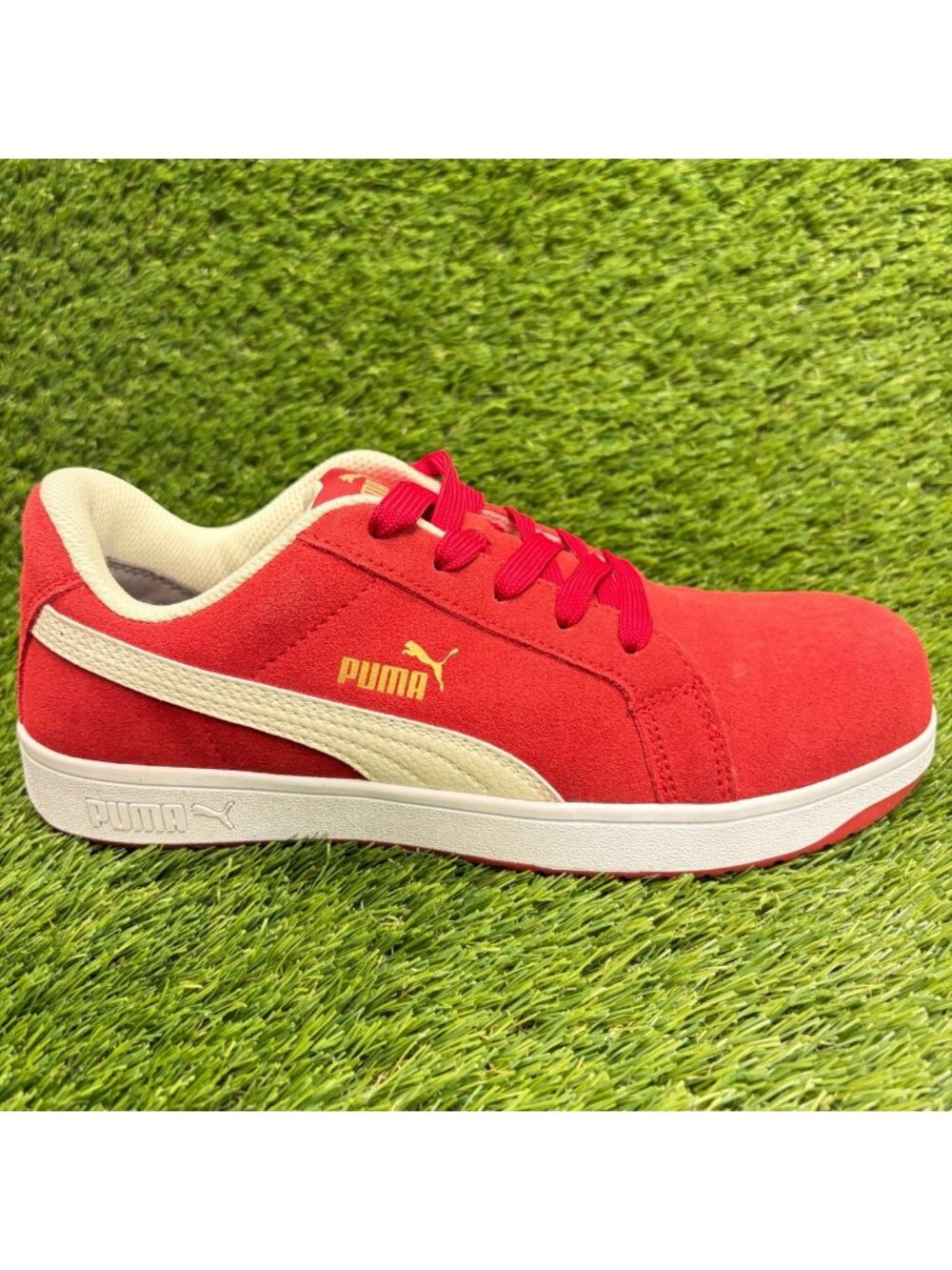 Puma Iconic Suede Low Womens Size 8.5 Red White Composite Toe Safety Work Shoes